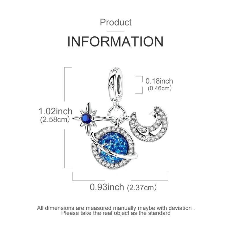Planet Moon Star sterling silver charm view 6