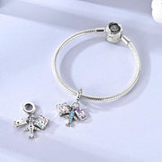 Travel Pandora Charm | Airplane Suitcase & Camera Dangle | Silver Vacation Jewelry | World Trip Gift