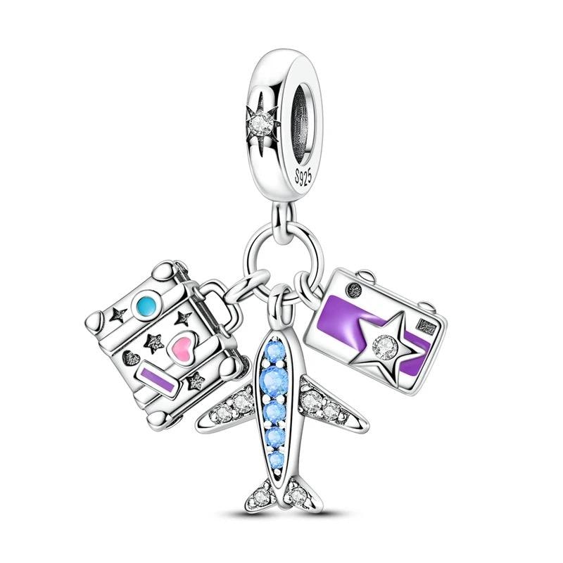 Travel Plane 925 sterling silver charm