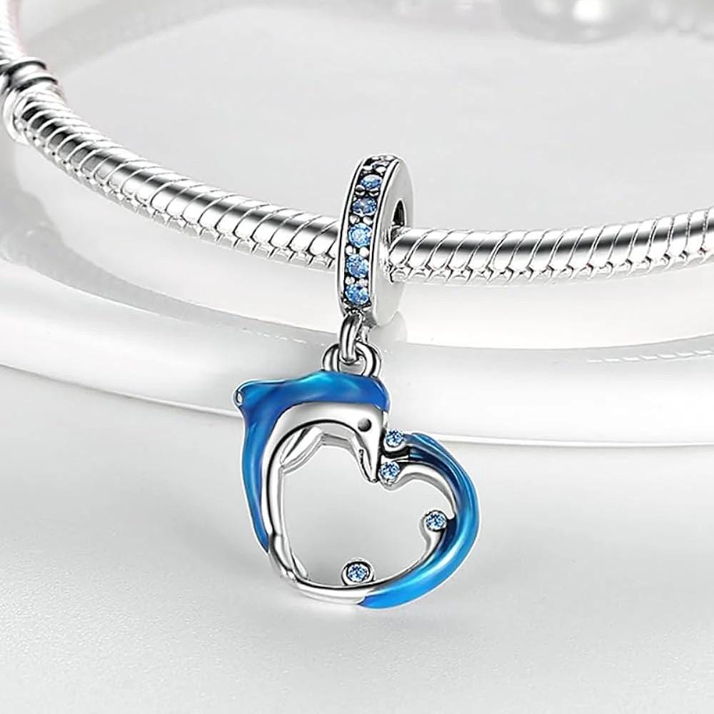 Dolphin Heart charm detail view