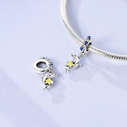 Dolphin Pandora Charm | Yellow Starfish | Silver Sea Animal Dangle | Blue Crystal Ocean Jewelry