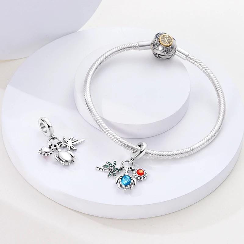 Tropical Turtle sterling silver charm view 5