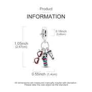 Summer Vacation Pandora Charm | Red Sunglasses Flip Flop Sunscreen | Silver Travel Dangle