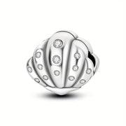 Seashell Pandora Charm | Silver Clip Stopper | Sparkle Crystal Bead | Ocean Jewelry | Summer Beach Gift