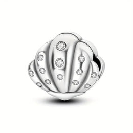 Seashell Pandora Charm | Silver Clip Stopper | Sparkle Crystal Bead | Ocean Jewelry | Summer Beach Gift