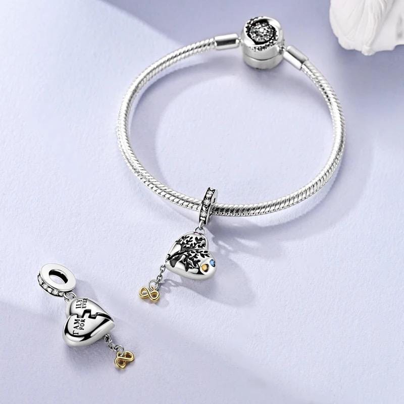 Family Tree Heart sterling silver charm view 5