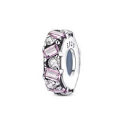 Pink Baguette Spacer Pandora Charm | Geometric Eternity Bead | Silver S925 | Elegant Stackable Jewelry Gift