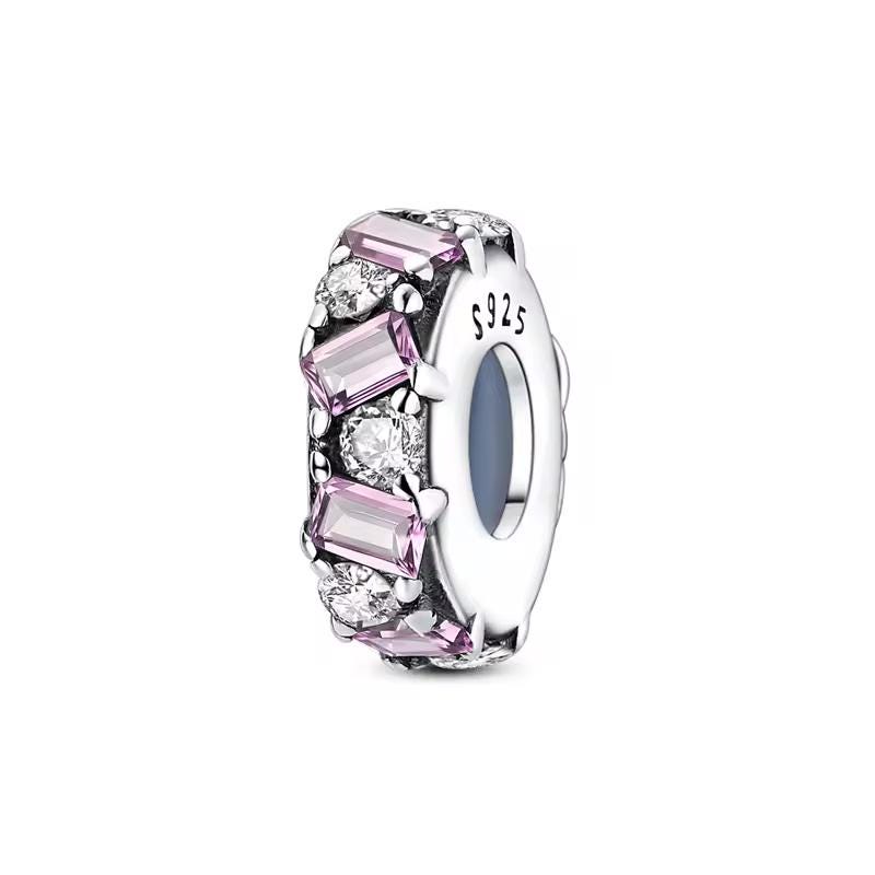 Pink Crystal Spacer 925 sterling silver charm