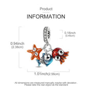 Sea Friends Pandora Charm | Octopus Starfish Fish | Silver Dangle | Ocean Bestie Gift | Summer Jewelry