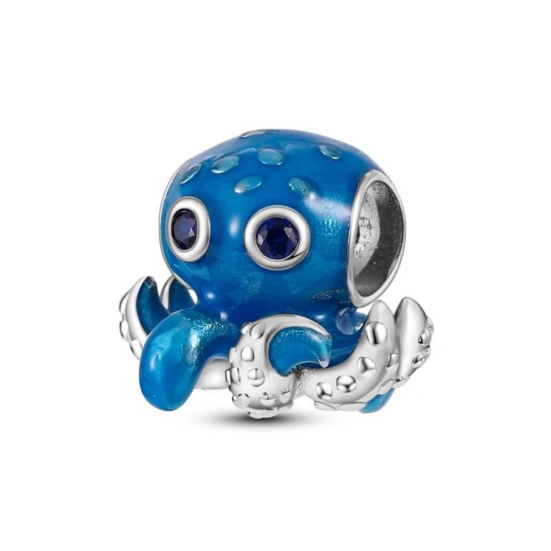 Blue Octopus 925 sterling silver charm