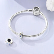 Celestial Pandora Charm | Sun Moon Star Bead | Blue Crystal Galaxy | Silver Space Jewelry Sky