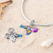 Scuba Diver Pandora Charm | Tropical Fish Purple Shell | Triple Dangle | Snorkeling Gift | Ocean Jewelry