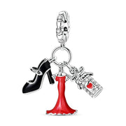 Fashion Night Out Pandora Charm | Red Dress High Heel Perfume | Silver Dangle | Glamour Gift