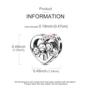 Sterling Silver Family Heart Charm: Pink Crystal Pandora Compatible