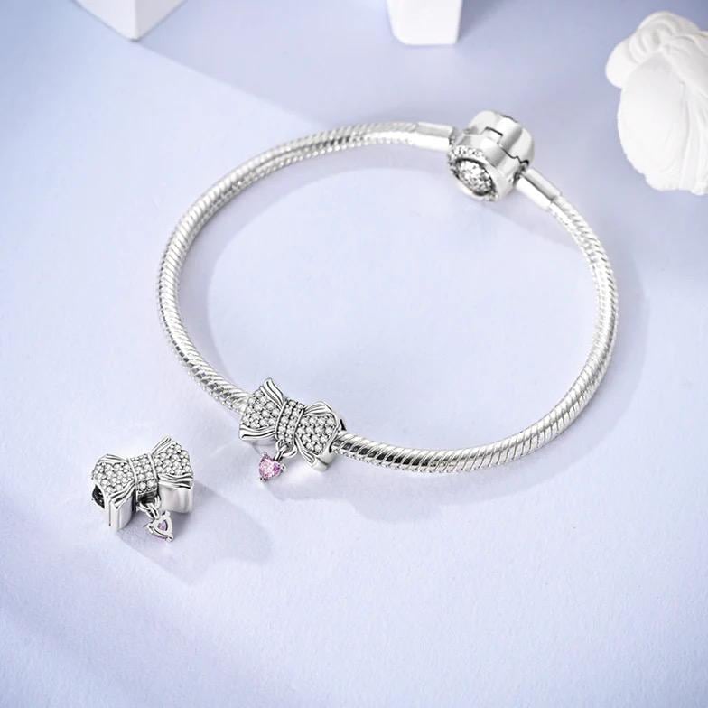 Sparkling Bow sterling silver charm view 5