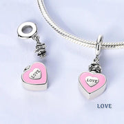 Urn Pandora Charm | Pink Heart Cremation Ashes | Silver Memorial Keepsake | Pet Loss Gift