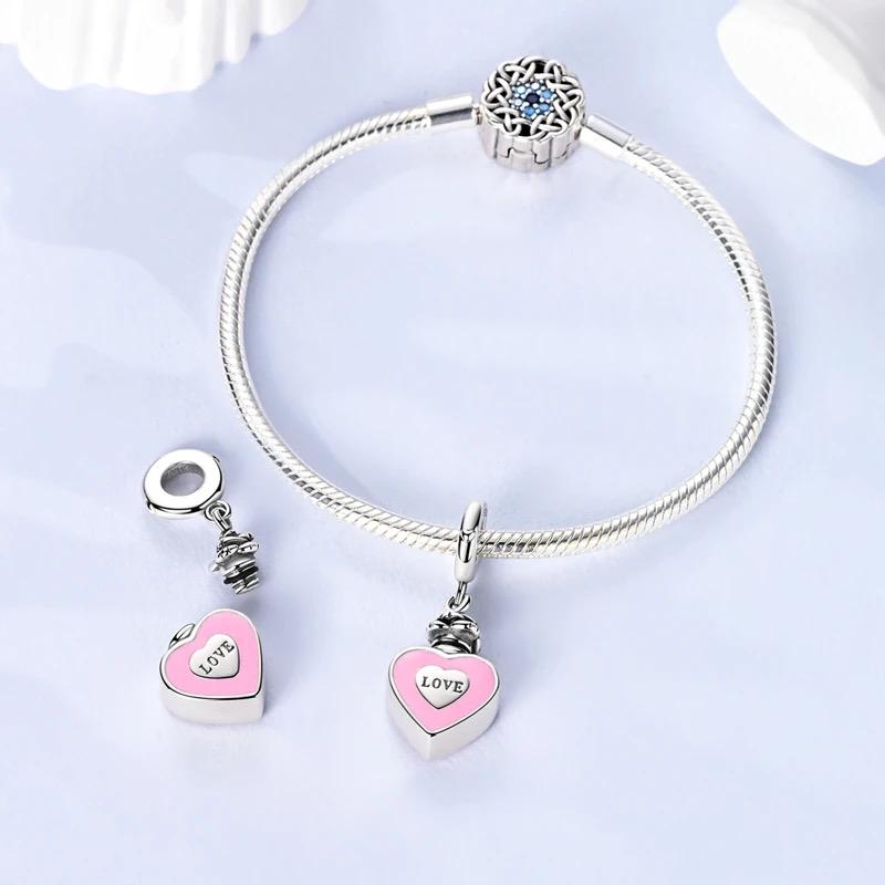Pink Heart Urn sterling silver charm view 5