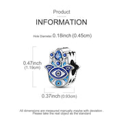 Hamsa Hand Pandora Charm | Blue Evil Eye Bead | Silver Protection Amulet | Yoga Spiritual Jewelry