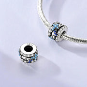 Galaxy Moon Star Pandora Charm | Blue Crystal Pave Spacer | Silver Night Sky | Celestial Jewelry