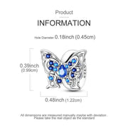 Blue Butterfly Pandora Charm | Sparkling Crystal Wings Bead | Silver Nature Jewelry | Spring Transformation Gift