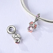 Axolotl Pandora Charm | Pink Heart Crystal | Mexican Walking Fish | Silver Dangle | Kawaii Animal Gift