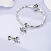 Ballerina Swan Pandora Charm | Infinity Dance Triple Dangle | Blue Purple Tutu | Ballet Recital Gift