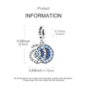 Ocean Wave Pandora Charm | Blue Crystal Disc | Silver Spiral Swirl | Wayfinder Jewelry | Summer Beach