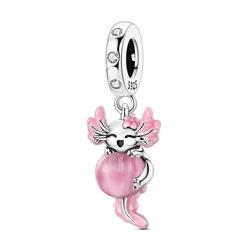 Pink Axolotl 925 sterling silver charm