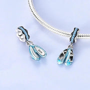 Blue Ballet Shoes Pandora Charm | Sparkle Pointe Slipper Dangle | Dancer Recital Gift for Her
