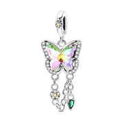 Butterfly Pandora Charm | Rainbow Crystal Wings | Silver Spring Nature Gift | Fairy Tale Jewelry