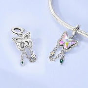 Butterfly Pandora Charm | Rainbow Crystal Wings | Silver Spring Nature Gift | Fairy Tale Jewelry