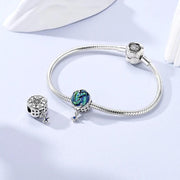 Galaxy Pandora Charm | Blue Green Nebula Enamel | Celestial Space Jewelry | Starry Night Gift