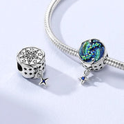 Galaxy Pandora Charm | Blue Green Nebula Enamel | Celestial Space Jewelry | Starry Night Gift
