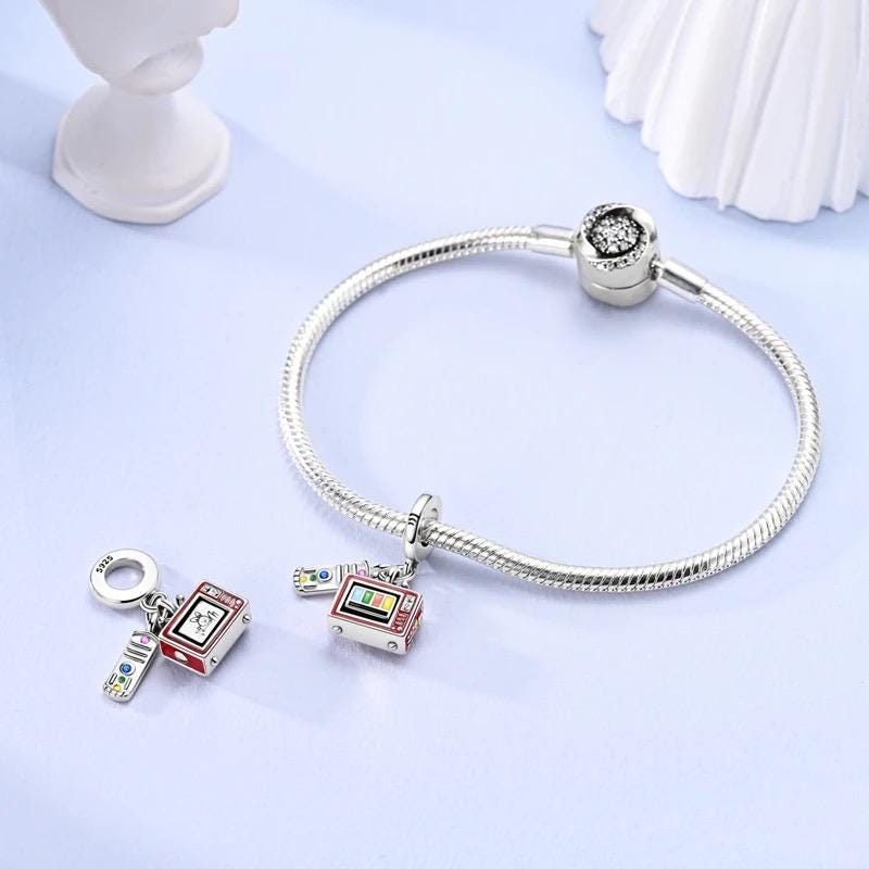 Retro TV sterling silver charm view 5