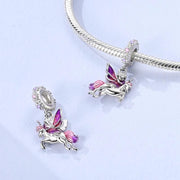 Fairy Unicorn Pandora Charm | Pink Purple Enamel Wings | Fantasy Magic Jewelry | Daughter Gift