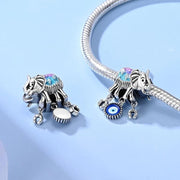 Lucky Elephant Pandora Charm | Evil Eye Horseshoe Dangle | Good Luck Protection Amulet | Boho Gift