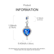 Sword Heart Pandora Charm | Blue Crystal Dagger Dangle | Gothic Edgy Jewelry | Anti Valentine Gift