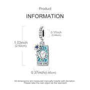 Sun Tarot Card Pandora Charm | Blue Celestial Dangle | Silver Mystic Witchy Jewelry | Spiritual Gift