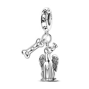 Angel Dog Pandora Charm | Memorial Wings Puppy | Silver Pet Loss Gift | Rainbow Bridge Jewelry