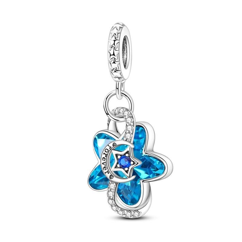 Blue Flower Crystal 925 sterling silver charm