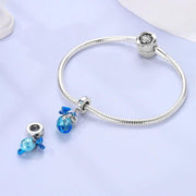 Blue Dragon Pandora Charm | Baby Dino Galaxy Egg | Silver Fantasy Jewelry | Mythical Gift