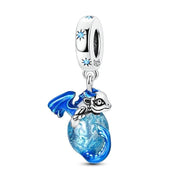 Blue Dragon Pandora Charm | Baby Dino Galaxy Egg | Silver Fantasy Jewelry | Mythical Gift
