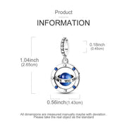 Spinning Galaxy Planet Pandora Charm | Blue Universe Bead | Silver Space Gift