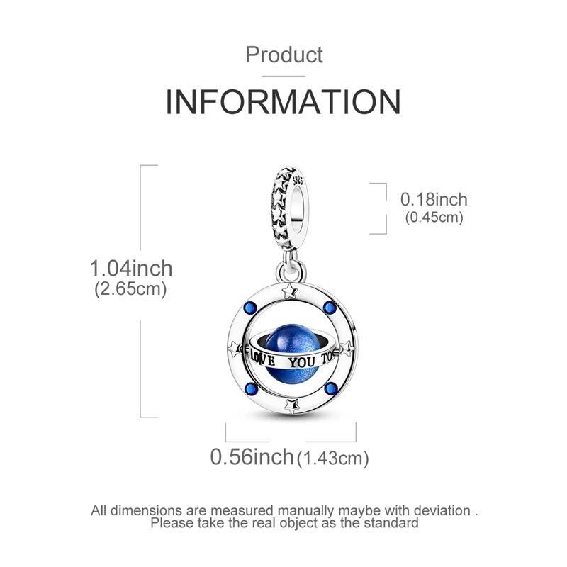 Love You To The Moon sterling silver charm view 5