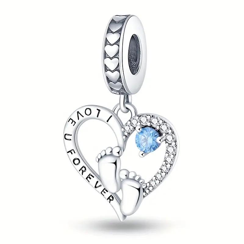 Baby Footprint Heart 925 sterling silver charm
