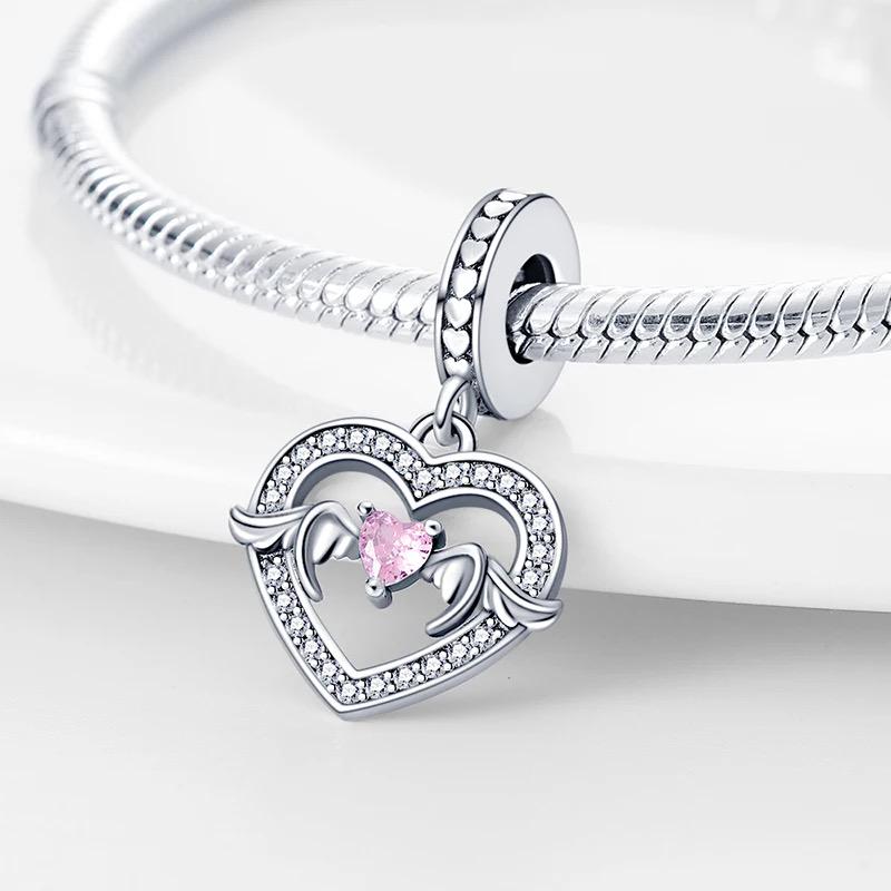 Pink Angel Heart charm detail view