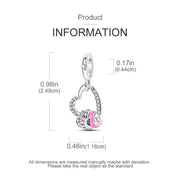 Pink Heart Pandora Charm | Triple Love Dangle | Silver Crystal Enamel | Romantic Valentine's Day Gift