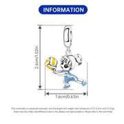 Volleyball Player Pandora Charm | Girl Athlete Blue Uniform | Silver Sport Dangle | Team Captain Gift