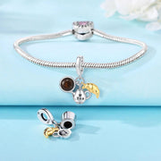 Teapot Coffee Cup Pandora Charm | Two-Tone Croissant Dangle | Breakfast Brunch Foodie Gift | Baker Jewelry