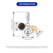 Teapot Coffee Cup Pandora Charm | Two-Tone Croissant Dangle | Breakfast Brunch Foodie Gift | Baker Jewelry